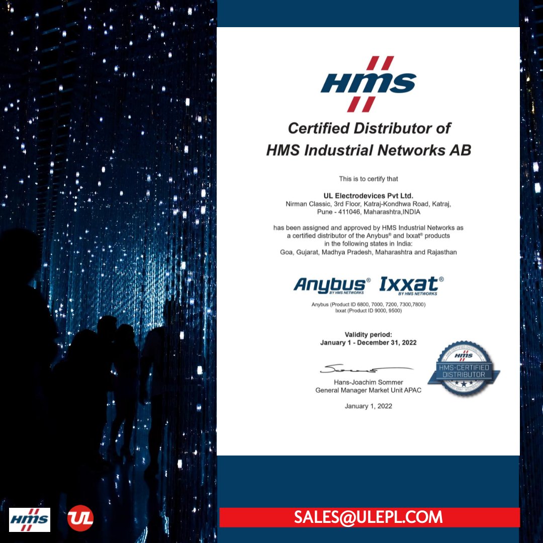 ul_group's tweet photo. We at UL Electrodevices are proud to announce Anybus & Ixxat from @hmsnetworks availability in its Basket.
We would like to thank all the Customers, Partners & Principles for being a part of this new era of Digitalization.
#hms #hmsnetworks #ulepl #distributor #anybus #ixxat https://t.co/KcIzJLqlnO