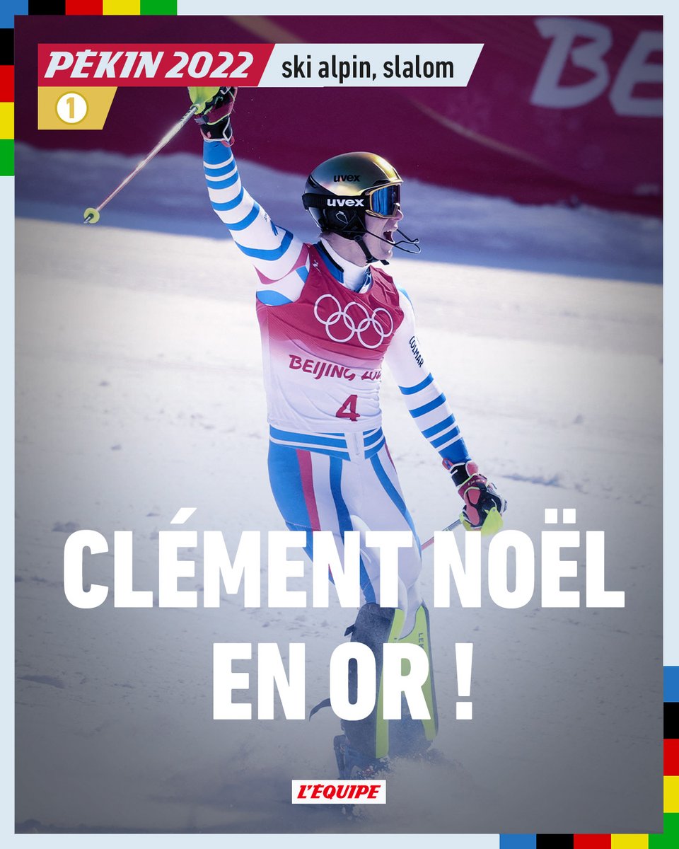 lequipe's tweet photo. Clément Noël est champion olympique de slalom > https://t.co/D6R8FTuXkY #Beijing2022 https://t.co/ZXf8Phu6CW