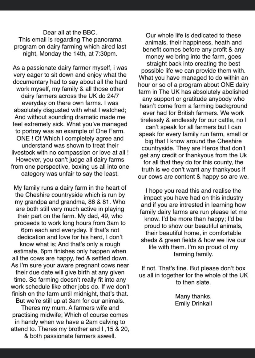 Absolutely superb letter written in reaction to unbalanced BBC programme. 👏👏👏