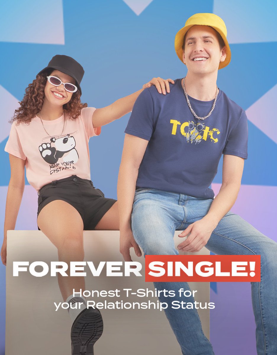 bewakoof's tweet photo. A tribute to singlehood! 😎 Bros and Sisters, flex your single life with these quirky tee shirts: https://t.co/SQT0v3hnAw 😎

#SinglePeopleAssociation #SinglesAwarenessDay #SingleLivesMatterToo https://t.co/3dUY6q4cnz