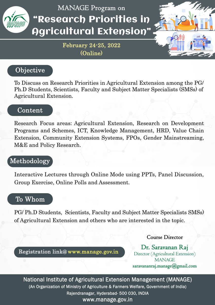CaeiraManage's tweet photo. https://t.co/xmbDtUepKI (Agri)/ Ph.D in Agricultural Extension Students and Scholars are Invited to Register@ https://t.co/zEHvghW6Zx @ManageHyd @CiaManage @infogfras @AESA_Extension https://t.co/9uoqyGb6KR