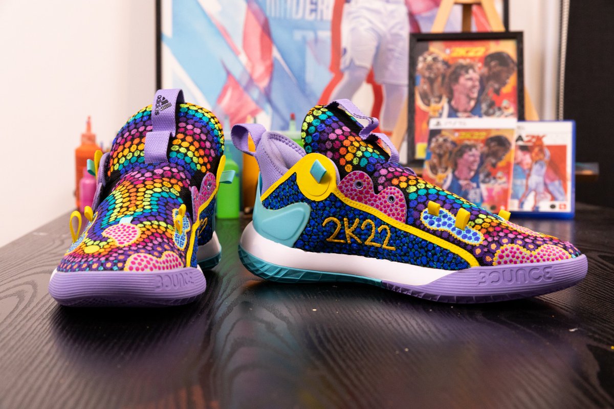 2K_ANZ's tweet photo. We recently partnered with Gamilaroi and Wiradjuri Indigenous artist @AllanMcKenzie14 to design a one of a kind #NBA2K22 inspired shoe ❤️
  
Follow us to stay up to date on when the auction goes live next week for your chance to own these awesome kicks! https://t.co/TsYJ852kMs
