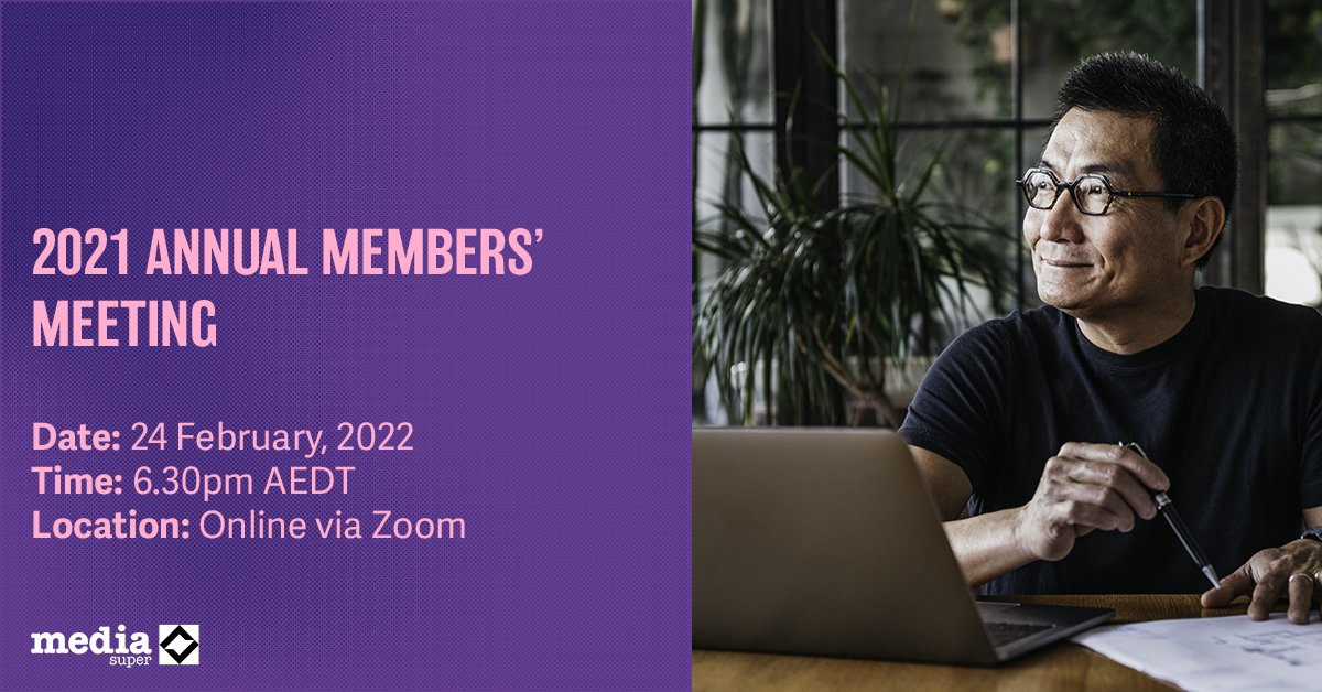 Eight days to go until the 2021 Annual Members’ Meeting! ⏳

It’s your chance to hear the leaders of the fund reflect on the last financial year, and to ask questions of our board and executive team. 

Register -&gt; mediasuper.com.au/amm