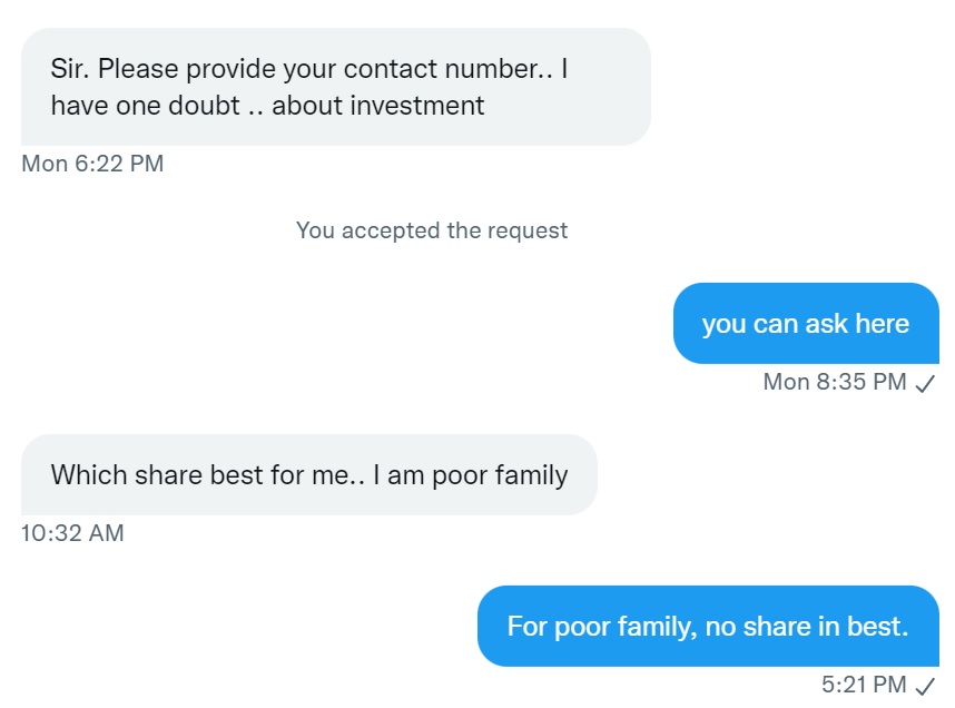 PRSundar64's tweet photo. Twitter DM Message. https://t.co/VYtIbNkpgb