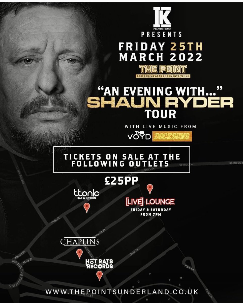IK_Promotions's tweet photo. Only 5 weeks to go for this belter….Get along and ask @officialswr anything and support these mackem bands @thevoydofficial and @DOCKSUNS 

tickets on sale at all @IK_Promotions media
@hotrats 
@ttonicbar 
@chaplinspub https://t.co/hezJ34ahX6