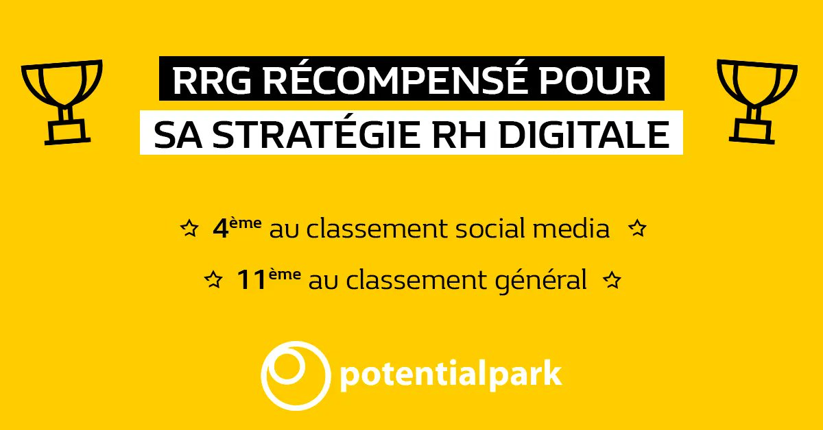 RRG_Job's tweet photo. Nous sommes fiers de partager avec vous notre palmarès @PotentialparkFr
qui récompense les meilleures stratégies RH Digitales :
RRG est classé 11ème au classement général, 4ème au classement social media. 🤗
#RRG #CommunicationRH https://t.co/vLpHsLIhUN
