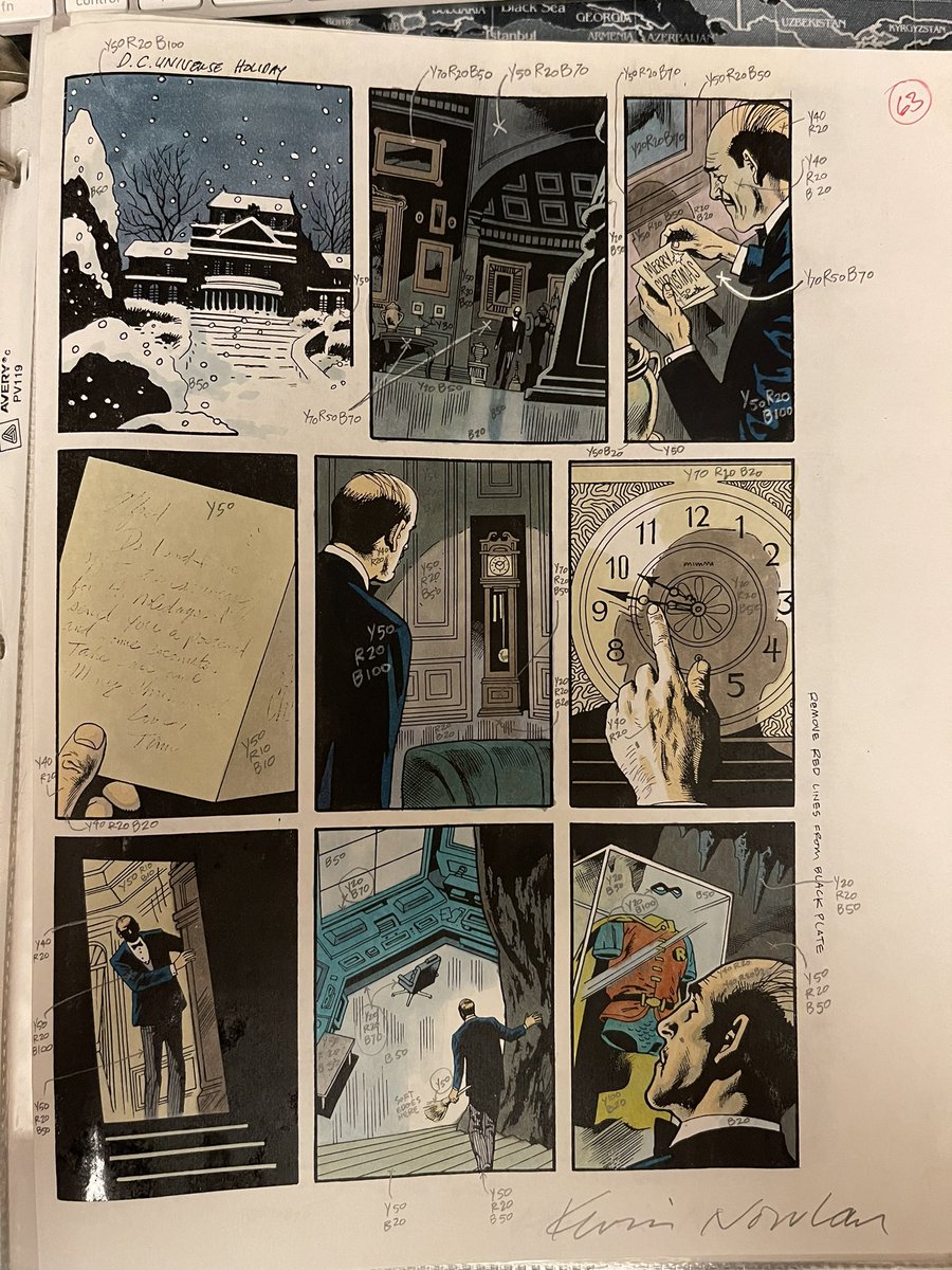 Some incredible art and color guides for a DC Universe Holiday special by the amazing <a href="/KevinNowlan/">Kevin Nowlan</a>   Please feel free to share these beauties. Alfred never looked better.