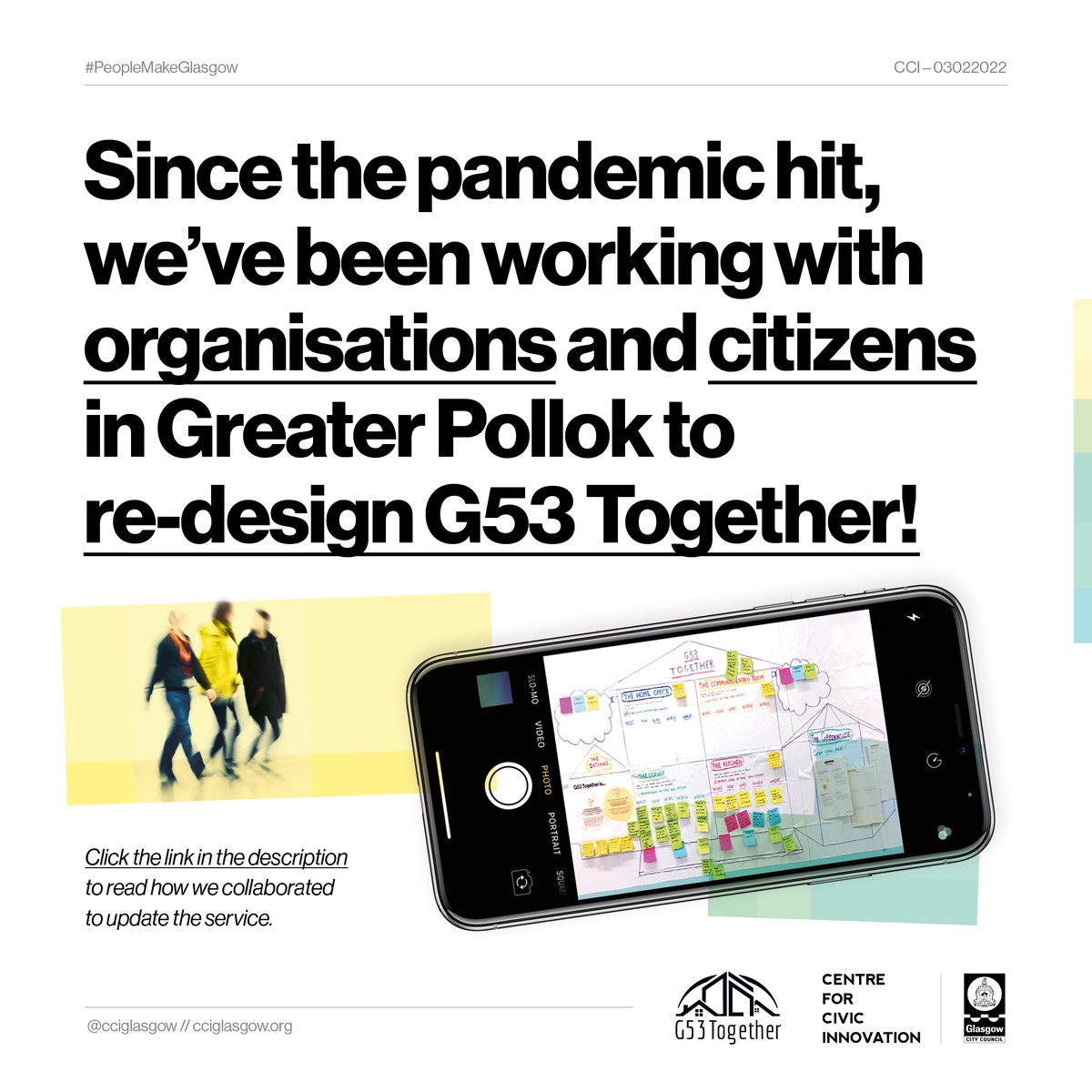 CCIGlasgow's tweet photo. Today we're participating in our final session with @G53Together. 
Sharing our findings and recommendations with the steering board. We'd like to thank everyone who has collaborated and co-designed with us, we look forward to seeing how the ideas develop.

https://t.co/HSwekeO7s0 https://t.co/w0MCc3Ozfn