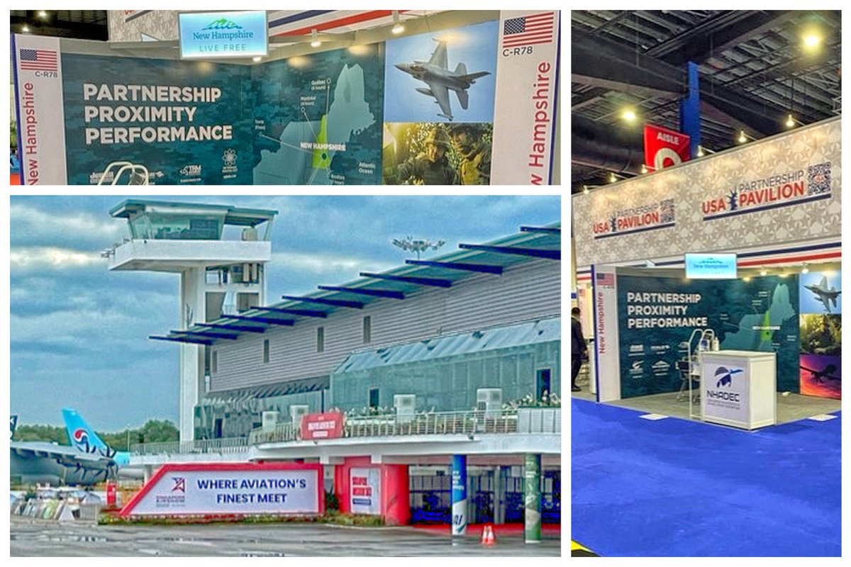 NHADEC_USA's tweet photo. Good morning from @SGAirshow! #aerodefense is coming back and #NewHampshire is here to tell the world about its capabilities, in partnership with @nheconomy.  @TRMMicrowave @Jewell_Sensors @RogueSpaceCorp #MJTechnicalSolutions https://t.co/jUNR3Y2gda