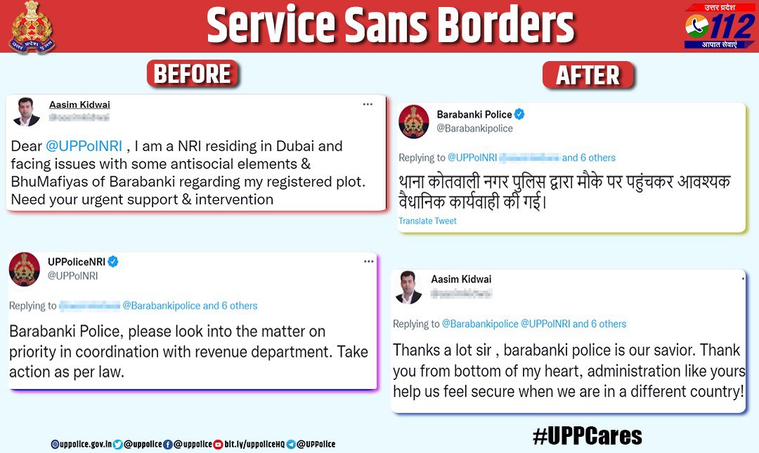 uNRIvalled service, even for our citizens overseas! Even while you are abroad, we’ve got your back. Tweet to our dedicated handle for NRI’s @UPPolNRI for swift response regarding Police related assistance. #UPPolNRI #JustATweetAway #UPPCares