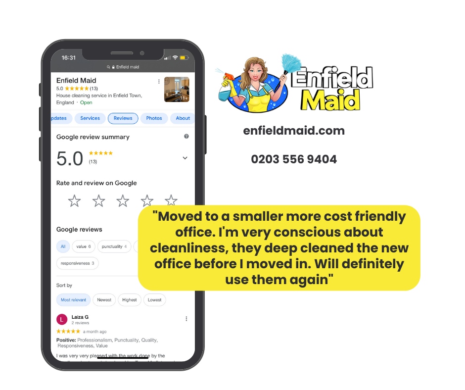 EnfieldMaid's tweet photo. Here are some kind words from people who have used our services before! ❤

If you'd like to book a clean:

Call 0203 556 9404 
Or
Book Online At https://t.co/rhMr9faxGk

 #Cleaningspaces #spotless #cleaningservice #cleaners https://t.co/A9bW9lXqHm