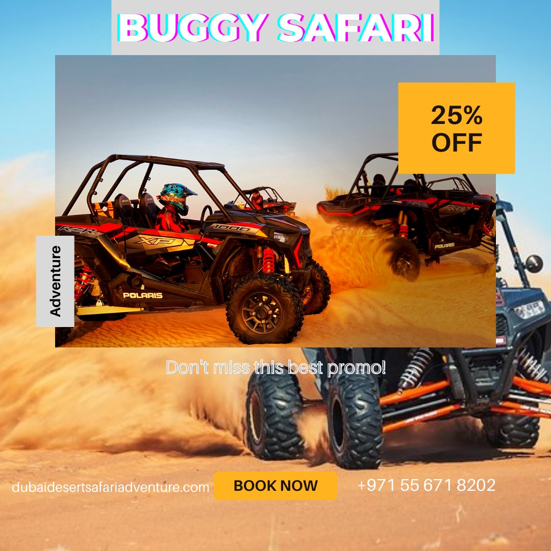 Buggy Safaris offers a new dimension to off-road exploring. Ride one of the twin-seater, 800cc buggies and set off on this unique adventure around the Dubai
Book Now!!
bit.ly/3Gbjla7
.
,

,

#buggysafari