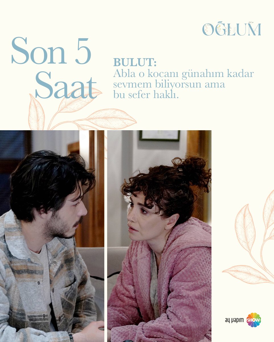 Yeni bölüme son 5 saat! 
#oğlum bugün saat 20.00’de <a href="/showtv/">Show TV</a>’de! <a href="/ayyapim/">AY YAPIM</a> 
Bölüm etiketimiz: #oğlum