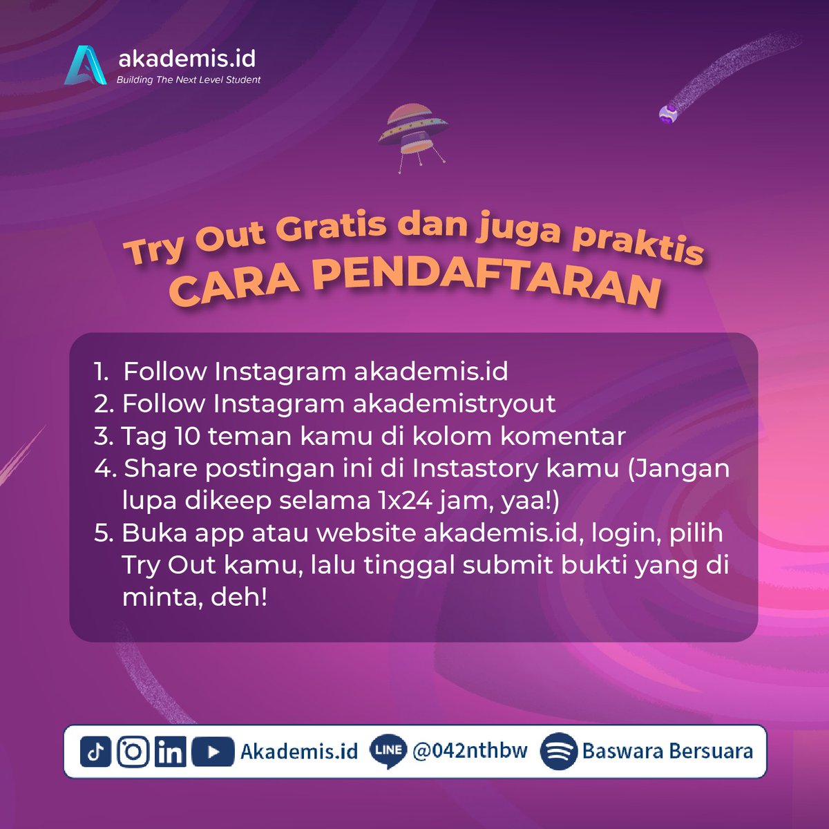 akademis_id's tweet photo. ✨TRY OUT 8 AKADEMIS GRATIS✨

SBMPTN semakin dekat guys! yuk buruan ikut TO 8 akademis! gratis lagi, so tunggu apalagi? buruan daftar🤩👌🙌 https://t.co/DeldibCZsf
