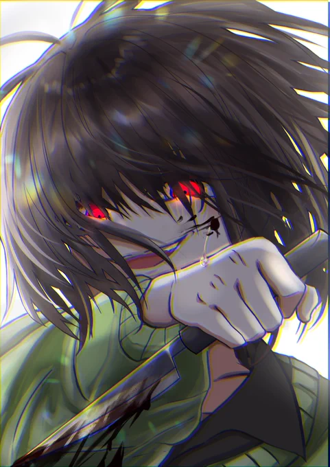 落書き。クリスのつもりで描いてたけど、きゃらっぽくなってしまった。。。#DELTARUNE #Kris #落書き #イラスト好きな人と繋がりたい 