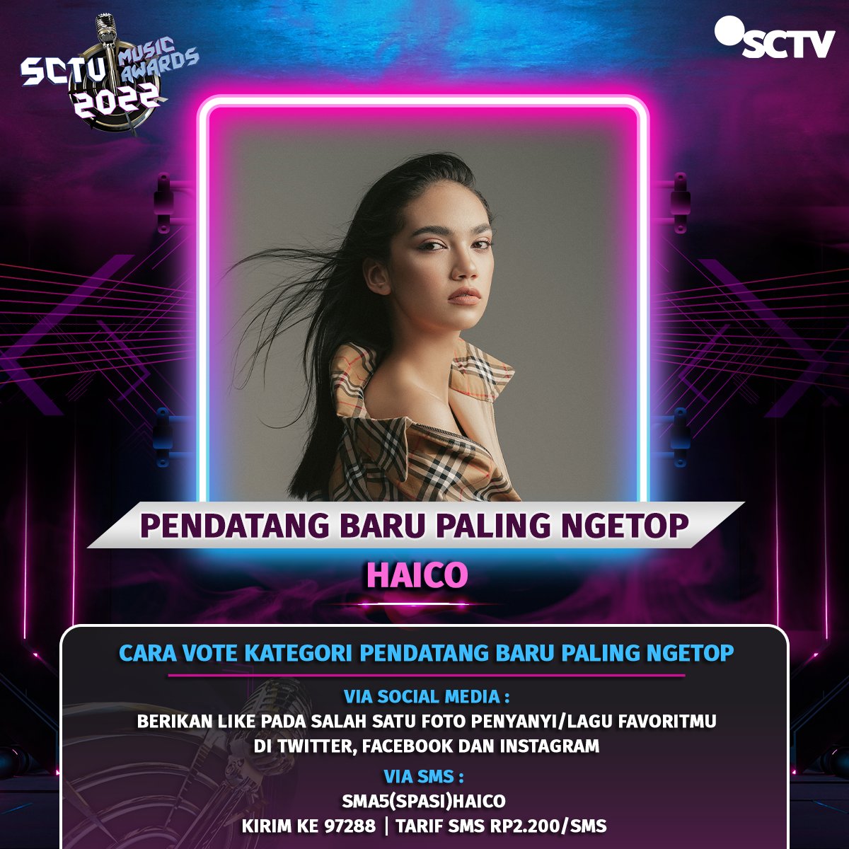 Kesayangan siapa nih, Haico juga masuk dalam Kategori Pendatang Baru Paling Ngetop di #SMA2022 lho.

Yuk, dukung dengan cara like postingan ini ya!Periode vote: 16 Februari - 15 Maret 2022, pkl 23.59 WIB. 

#VoteSMA2022 #SMA2022Haico #SCTVSpesial