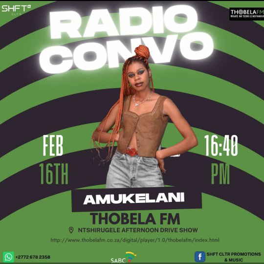 Happy Wednesday 💚 Please tune in to Thobela FM for my radio 📻 interview as I will be talking all things Love Affair (my upcoming concert) and my hot single MIDLALO 👾 Cav flyer for full info #LoveAffairWithAmukelani
#Midlalo 
#MaLendaEP