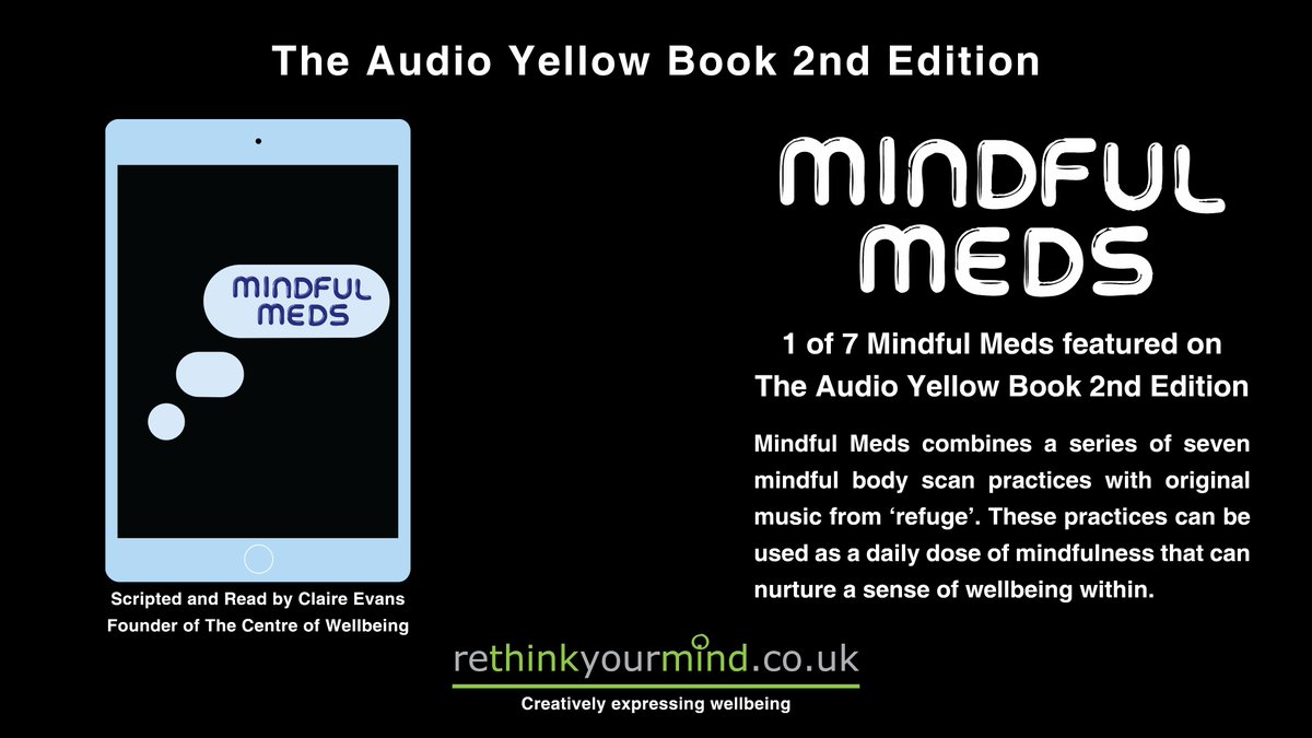Delighted! Set of 7 mindful body scan practices to feature on #TheAudioYellowBook

Free to try: youtu.be/KPeD_L1xsHA

TY to @jazzmanhenry <a href="/lynwilliams10/">Dr Lyn Williams DBA MScOD, RMN, Q member</a> <a href="/samalecwilson/">Sam Wilson</a> Ann &amp; JB for their kind words around these #MindfulMeds Feat Claire Evans <a href="/TCO_Wellbeing/">TLC Connection</a> &amp; <a href="/musicfromrefuge/">Refuge</a>