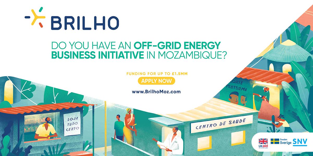 Call for #offgrid #solarenergy #improvedcooking #business initiatives in #Mozambique: 
<a href="/SNVworld/">SNV - find us on Bluesky as snv.org</a> through the <a href="/UKinMozambique/">UK in Mozambique 🇬🇧🇲🇿</a> @SwedeninMZ funded #BRILHO #Energy programme invites businesses seeking financial support to submit #Bids. 
How to apply: brilhomoz.com/how-to-apply