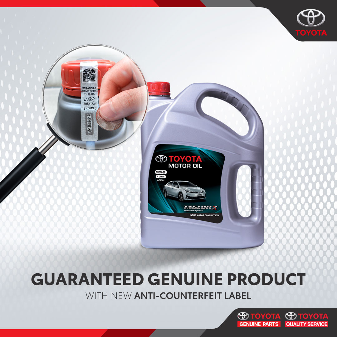 ToyotaPak's tweet photo. Introducing Toyota Motor Oil's new Anti-Counterfeit Label which ensures you always get genuine lubricant for your Toyota.
Because, Toyota Knows Toyota Better!
#ToyotaMotorOil #AntiCounterfeitLabel #ToyotaPakistan https://t.co/JIId2KFdnA