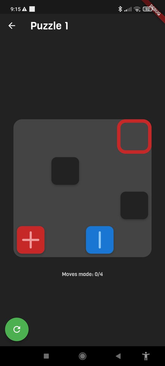 SEGVeenstra's tweet image. I love getting feedback from real users!
"I would love to have the retry button on the bottom of the screen so I can play with one hand more easily"
The button was an AppBar action before, now it's a FAB.
#TilesPuzzleGame #flutter #FlutterGameDev