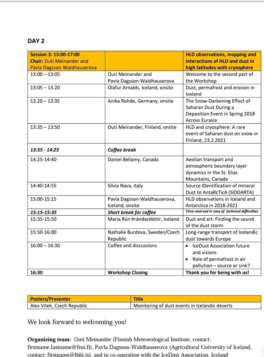 #IBA-Permafrost #Iceland WS as part of #HLD meet: thanks to all the speakers for important high latitude and #Arctic results! Day2 program starts with prof. Olafur Arnald's talk on #dust, #permafrost and #erosion. <a href="/IlmaTiede/">Ilmatieteen laitos</a> <a href="/SYKEint/">Finnish Environment Institute (Syke)</a> <a href="/PEEX_News/">PEEX_HQ</a> <a href="/Ulkoministerio/">MFA Finland 🇫🇮</a>
