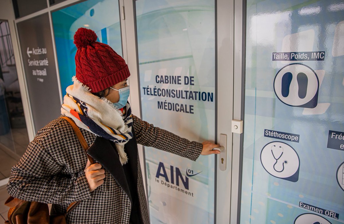 🩸#Santé Vous cherchez un #médecin dans l'#Ain ? Ou le vôtre n'est pas disponible ? Des cabines de #téléconsultation sont là pour vous ➡️ain.fr/solutions/tele…