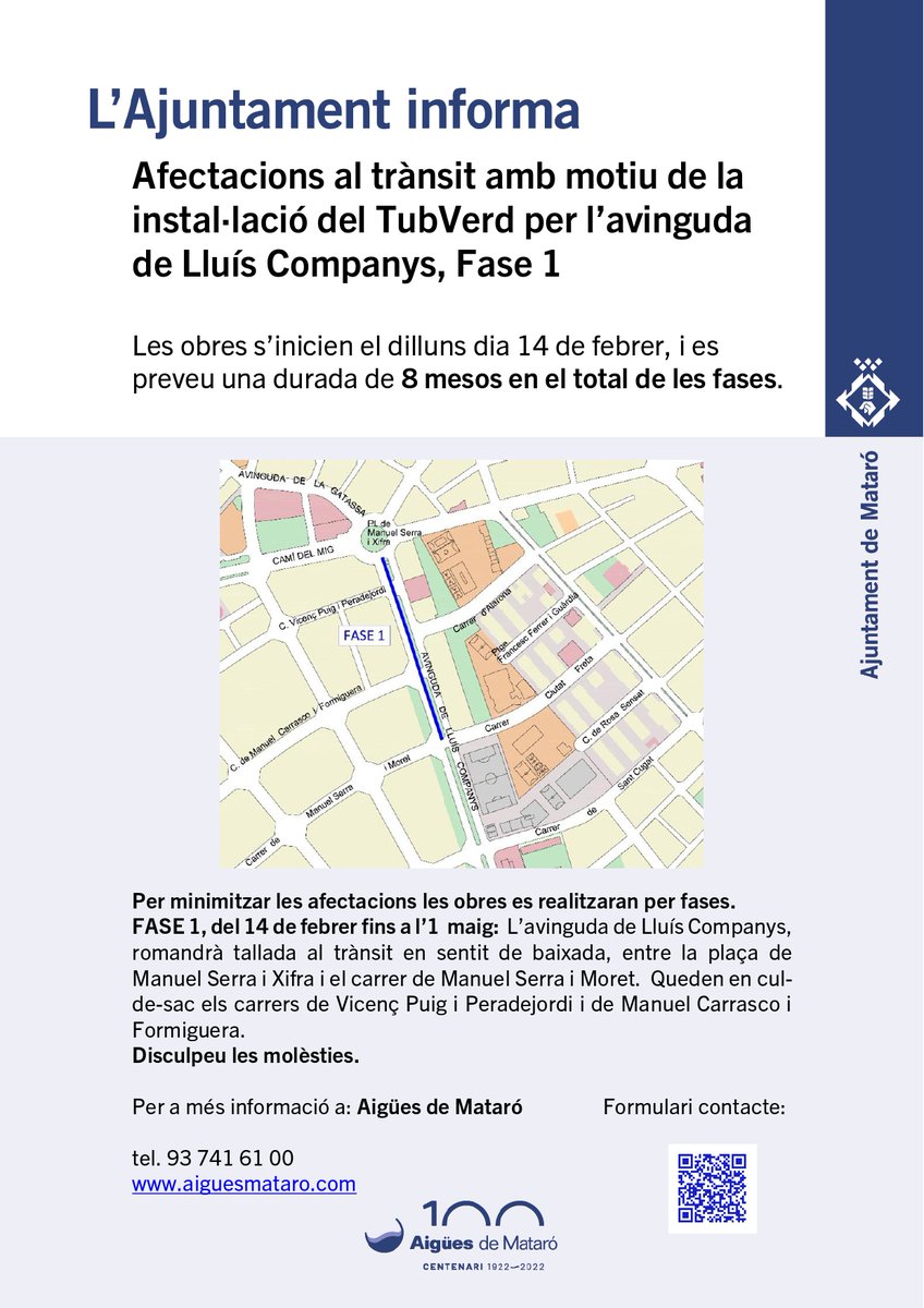 👩🏻‍🔧Dilluns van començar les obres d'una nova conducció de la xarxa de TubVerd implantada a l’Av Lluís Companys i entorns.
✅Les obres duraran 8 mesos i permetran avançar cap a la sostenibilitat, oferint el servei de TubVerd a equipaments, indústries i centres sanitaris de la zona