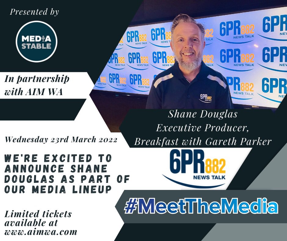 Media_Stable's tweet photo. Maybe the most experienced Executive Producer in the country. He is a #Perth #media legend and you have more than likely never heard a word from him. @6PR @duggoshane joins us March 23 at @AIMinWA for #MeetTheMedia. #perthnews #perthmedia #media @ExpertRegistry https://t.co/zBN1XmNdBf