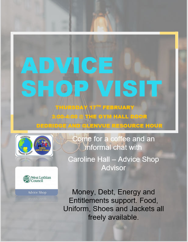 ciaran_mcrae's tweet photo. Caroline Hall from the Advice Shop will be at Resource Hour this week. Please come along for a private and informal chat. Everyone is welcome! @dedridgeps @DedridgePC  @WL_Equity #Ready2Challenge #OurDedridgeFamily https://t.co/gpW2BOROJj
