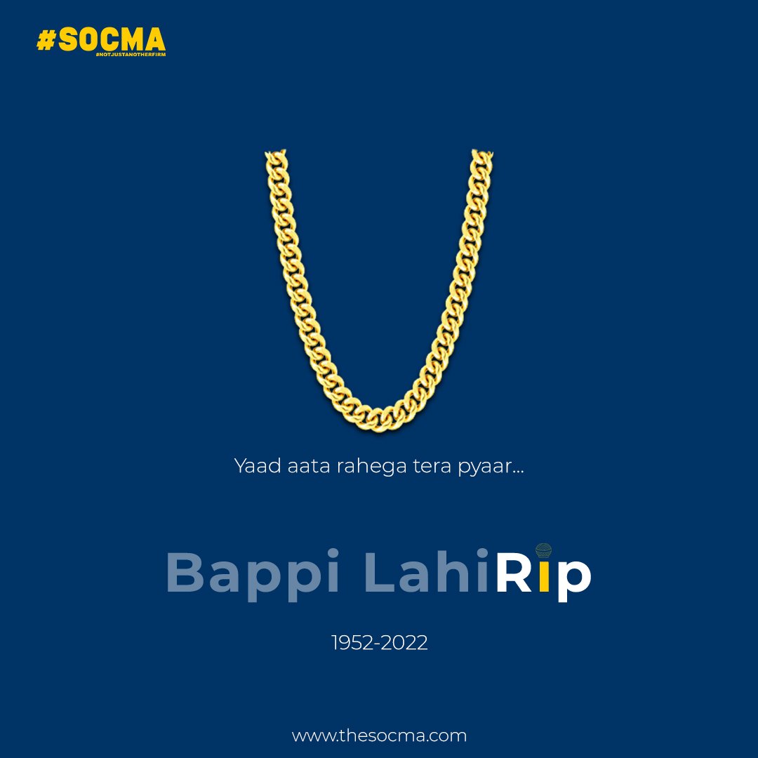 thesocma's tweet photo. India lost a Golden Man today 🙏
You will be in our thoughts, Bappiji 🙏
.
.
.
.
.
.
.
#BappiLahiri
#thesocma https://t.co/i0q9b7f8FA