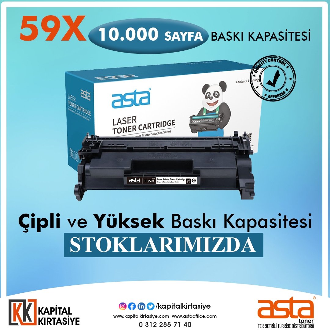 ASTA CF259X ile 10.000 sayfaya kadar baskı alabilecek ve böylelikle daha yüksek bir verim elde edebileceksiniz.
Şimdi stoklarımızda...

#astatoner #astatürkiye #toner #muadil #dmo #kapitalkırtasiye