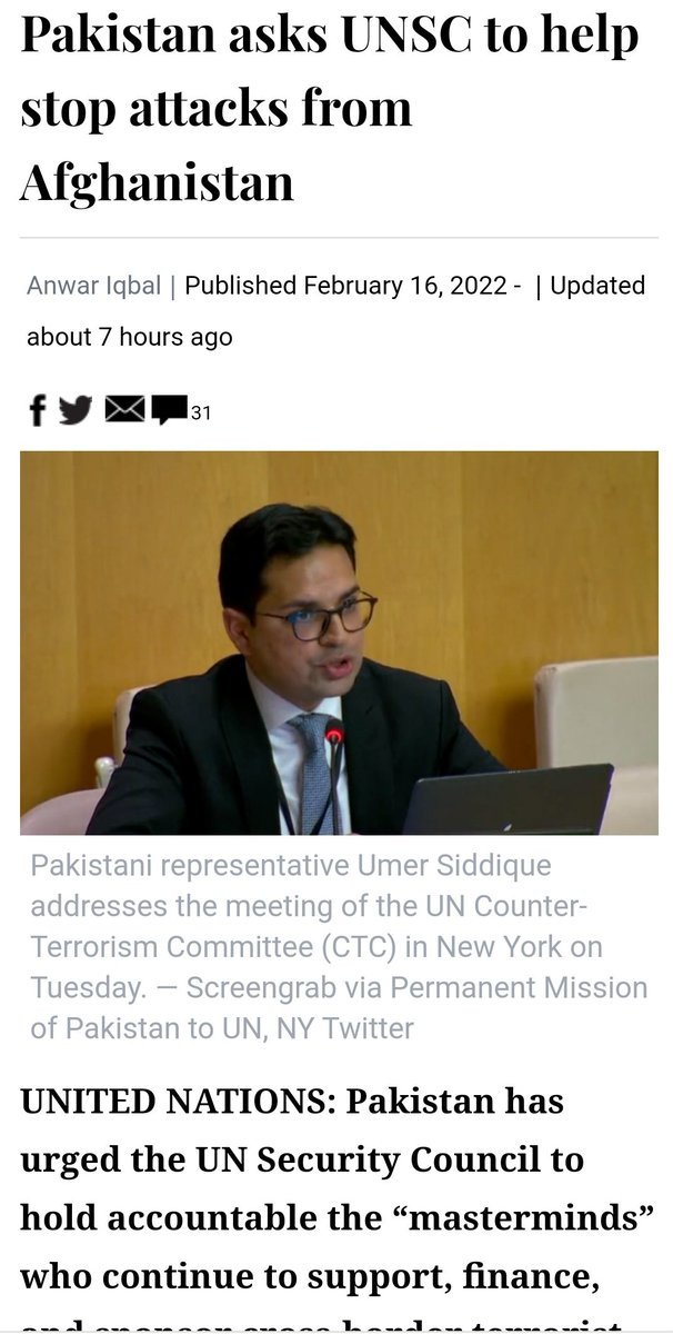 #PakistansLiesDeceitDeception on #TalibanTakeOver of #Afghanistan 💥by #Pakistan asking @UN for help to stop att@cks by #TTP, etc.

dawn.com/news/1675317

Deja Vu🤔

#JagoKashmir. Jago @QaziShibli @Shehla_Rashid @mzzulfi @yashjournals @MaqboolMajid @khawar_achakzai @peerashiq