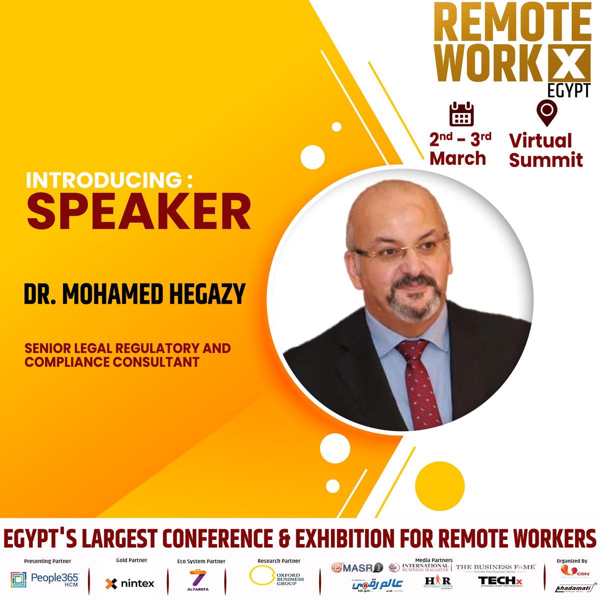 remote_workx's tweet photo. UCON Media Concepts and People365 are happy to present Dr. Mohamed Hegazy as a Speaker for our Virtual Conference and Exhibition "Remote Workx Egypt"! For Registrations: https://t.co/xkfwycpg6d #RemoteWorkx #wfh #virtualevent #remotework #remote  #cybersecurity #humanresources https://t.co/wwNnwvUJbT