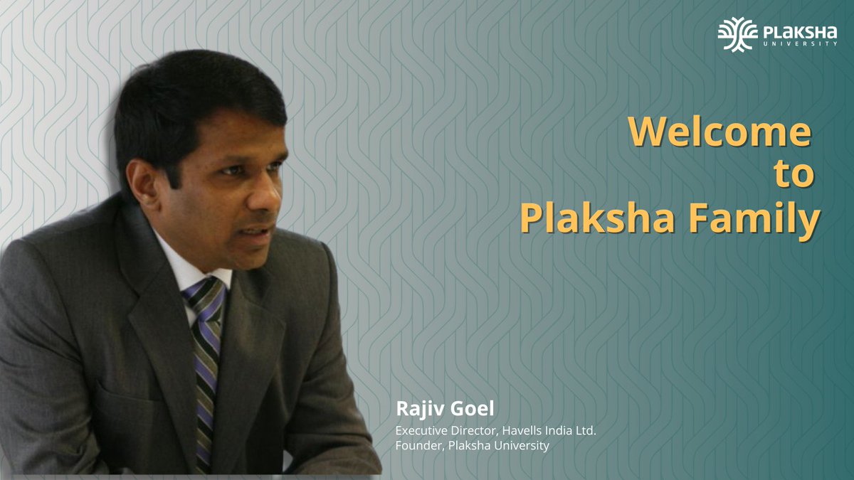 PlakshaUniv's tweet photo. Welcoming Rajiv Goel, Executive Director of Havells India Ltd. onboard as Founder at Plaksha, to guide our vision of transforming technology education in India.

Know more about our founders here: https://t.co/SFI9tqBteH

#Reimagineteched #Universityoffuture #PlakshaUniversity https://t.co/GTEpTPtXY0