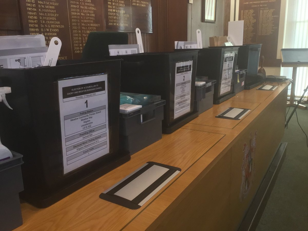 Oadby_Wigston's tweet photo. ✅ 💻 The counting of #YourVotes for the #WigstonMeadowcourt #ByElection is now taking place (17 February). You can watch the result being declared live from 10:30 pm at https://t.co/16jel8f1U3 
or check-in on our website at : https://t.co/mIi2WdEC1A https://t.co/CoNa07yCdR