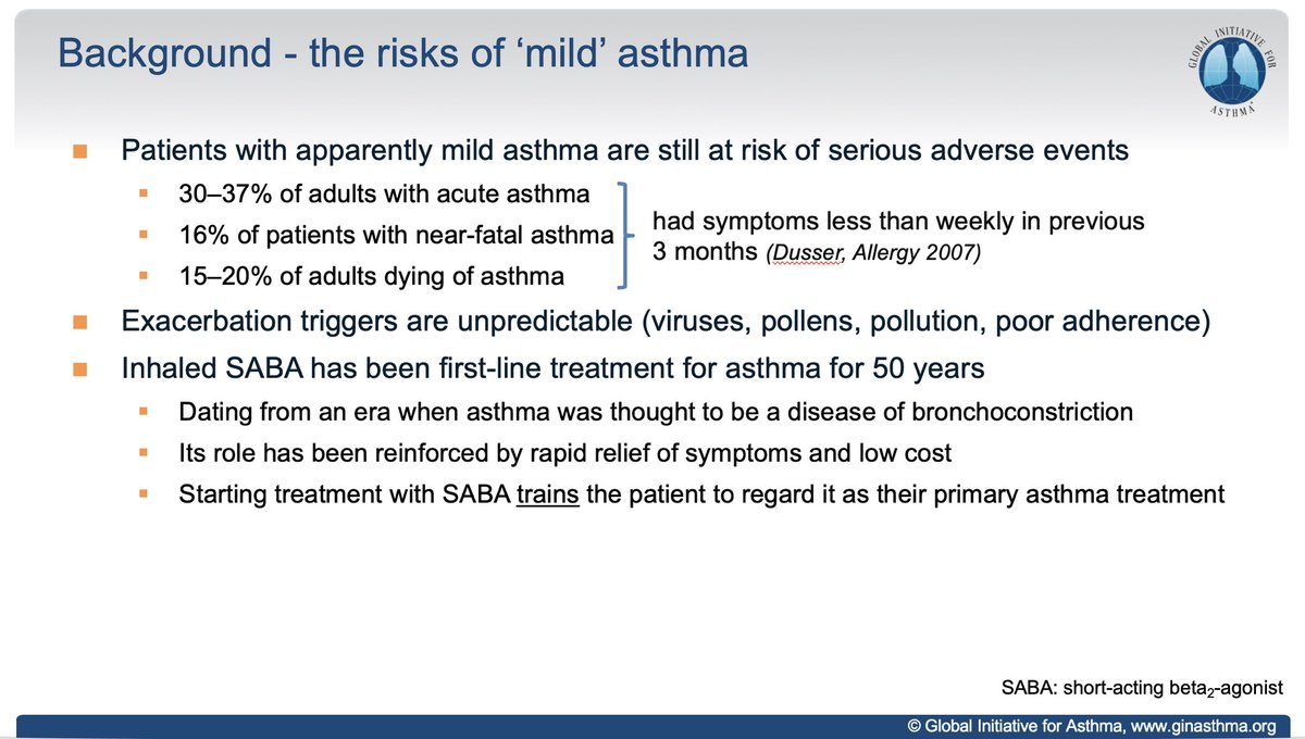 Week 7: Please share: Adults and adolescents with #MILD #asthma should be treated with Inhaled Corticosteroid (ICS) containing therapy either regularly every day or with ICS–formoterol taken as needed for symptom relief. see bit.ly/3rmjO3r & bit.ly/3oU72bP