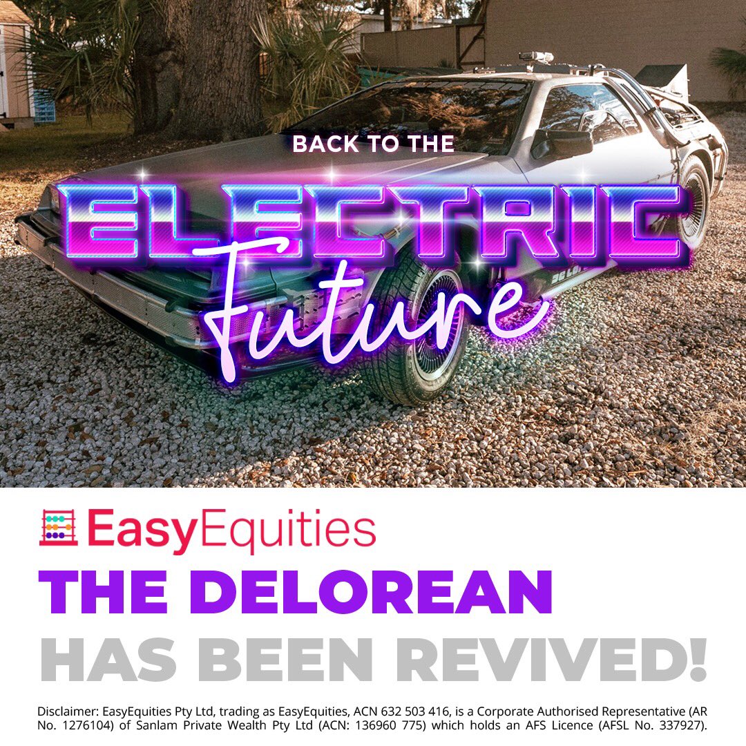 EasyEquitiesAUS's tweet photo. DeLorean Motor Company appears to be taking another shot at going “Back To the Future,” teasing plans to reinvent itself as a maker of electric vehicles. Rea More - https://t.co/2dyph8n3bP

If you could go back in time what stock would you buy ?? 
#imaginethepossibilities https://t.co/twa6bS80q9