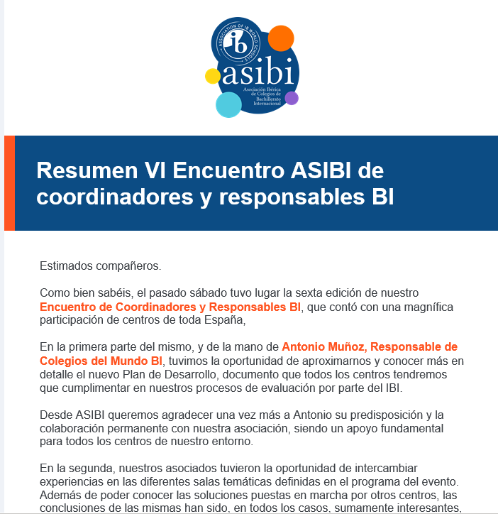 SpainIB's tweet photo. Agradezco a la junta directiva de #ASIBI y a todos los participantes en el encuentro del pasado sábado día 12 de febrero la oportunidad de conectar con la comunidad  de colegios de España y Andorra. https://t.co/hlaxdkCzth