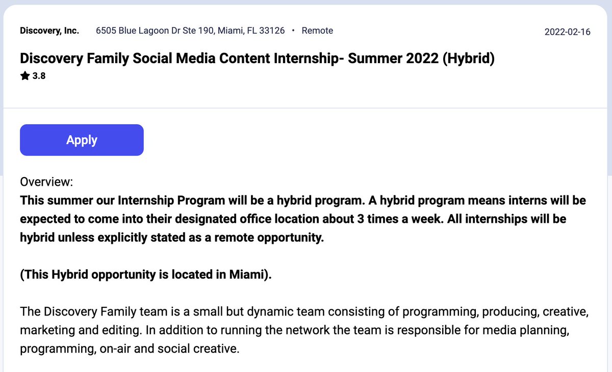 dayrows's tweet image. Discovery, Inc. | Social Media Content Internship- Summer 2022 (Hybrid)
dayrows.com/vacancy/5924

#DayRows #JuniorJobs #RemoteJobs #RemoteInternship #SMM
