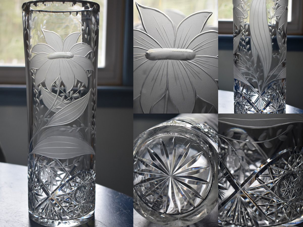 kerrberry77's tweet photo. #Antique Cut #Glass Satin Sunflower Cylindrical Vase American Brilliant Flower Period #ABP #ABPCG #cutglass https://t.co/mipnAMFhoL https://t.co/j5OiFq50a6