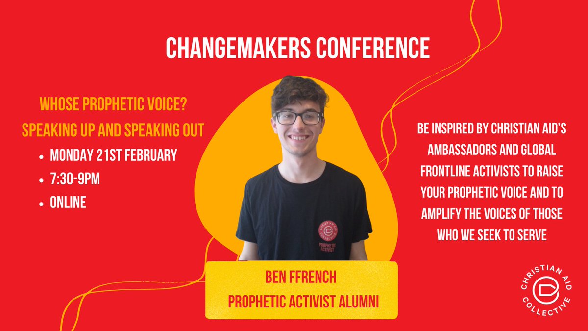 💻Join us for:
Whose prophetic voice? Speaking up and speaking out?

Panel:
📢Ben Ffrench (PA Alumni)
📢<a href="/ChineMcDonald/">Chine McDonald</a> (Director <a href="/Theosthinktank/">Theos</a> 
📢<a href="/PaulDivakarN/">Paul Divakar N</a> (Advocate for Dalit rights)
Chair: <a href="/WattPatrick/">Patrick Watt</a> (CEO <a href="/christian_aid/">Christian Aid</a>)

Register here: eventbrite.co.uk/e/change-maker…