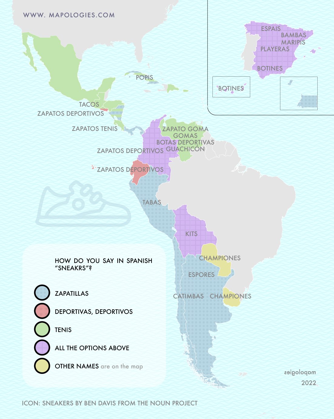 Mapologies on Twitter: "The word in #Spanish More maps the Spanish language: https://t.co/lGVlVl4gKN #fashion #shoewear #sneakers zapatillas #tenis #mapologies #español https://t.co/Meo2NLC8EY" / Twitter