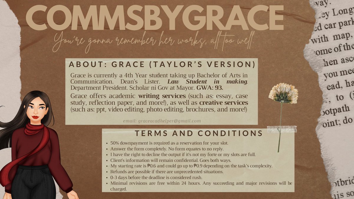 I hope all is too well for you! 🧣

The idea you had of Grace, who was she? Listed below are the things you need to know about her and the services she does and does not offer.

Navigations:
🍁 Feedbacks: #gracereceipts
🍁 Progress Tracker &amp; Updates: #GraceToDos