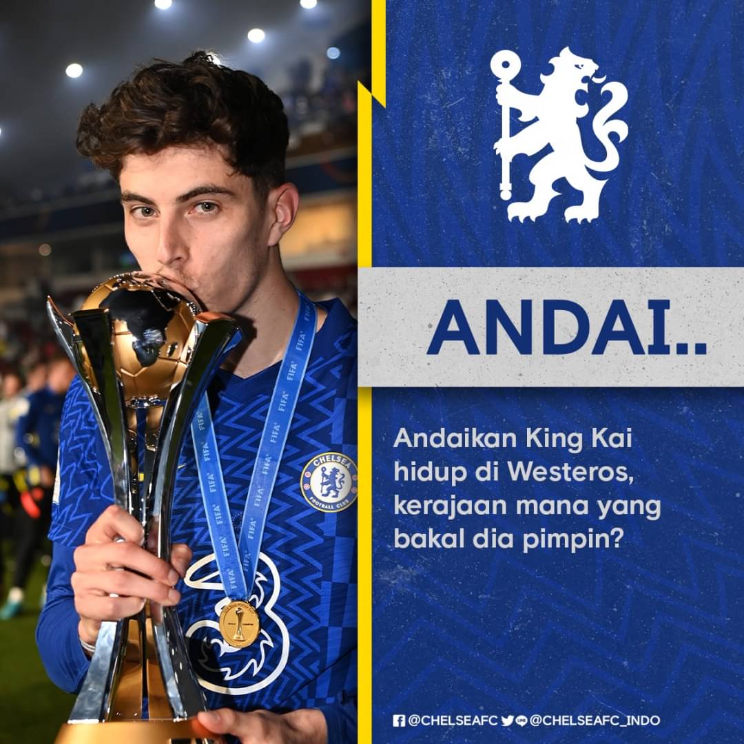 chelseafc_indo's tweet photo. King Kai of House..., the First of His Name, King of the Final. π
Kira-kira cocok jadi raja di manakah dia? π€
#Andaikan #CFCIndo https://t.co/eA2LGekUpL