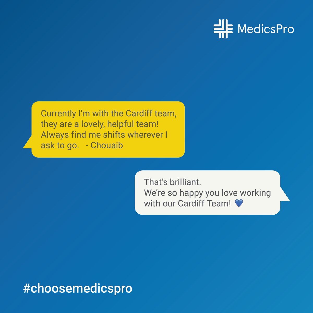 A glowing review of our Wales Team. 
Have you met them yet? They've got shifts all over Wales.

Email: wales.nursing@medicspro.com to find out what opportunities they have.

#locuminwales #wales #testimonial #agencyreview  #choosmedicspro