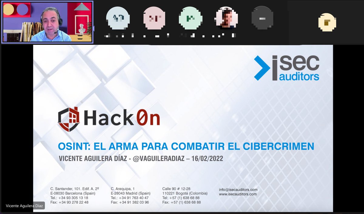 HackOnURJC's tweet image. ¡Vamos con la 3º ponencia del día! Nos acompaña Vicente Aguilera Díaz que va a hablar sobre OSINT y su uso para combatir el cibercrimen. 
¡A disfrutar y aprender! 📖
#HackOn2022
