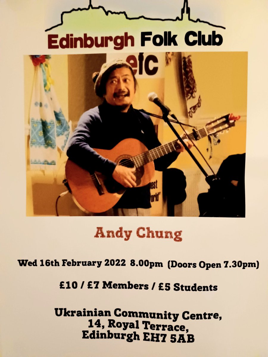 edfolkclub's tweet photo. Feelin' folky tonight? @edfolkclub welcomes #AndyChung for another entertaining evening of #singing & #guitar 🎸 🎶 tickets: https://t.co/W1VJM15G4K #livemusic #edinburgh #folkmusic https://t.co/qyP95YHJfm