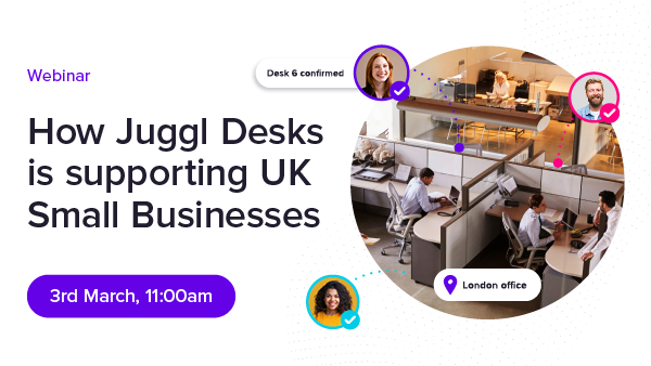 If you are a small business with more employees than desks, join our webinar and see how you can start using our Juggl Desk Booking Software for free. 3rd March 11am.  #FreeDeskBookingSoftware #SupportingUKBusiness 
ow.ly/uScn50HRGbF
