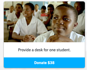 aidnography's tweet photo. Your regular reminder that local UNICEF chapters (e.g. UNICEF USA) still run terrible, fundraising campaigns such as "K.I.N.D.: Kids in Need of Desks" that take the "grateful, smiling school children" trope to the max without providing any details or local context https://t.co/fKLpJ1sD8C